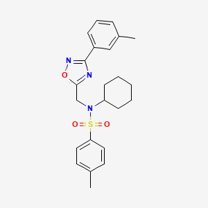 molecular formula C23H27N3O3S B11393820 N-cyclohexyl-4-methyl-N-{[3-(3-methylphenyl)-1,2,4-oxadiazol-5-yl]methyl}benzenesulfonamide 