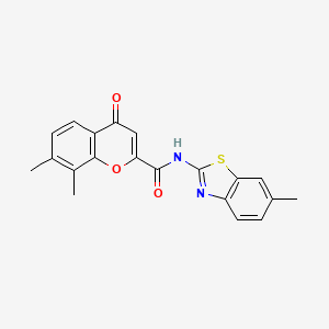 molecular formula C20H16N2O3S B11393843 7,8-dimethyl-N-(6-methyl-1,3-benzothiazol-2-yl)-4-oxo-4H-chromene-2-carboxamide 