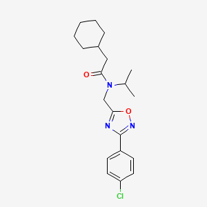 molecular formula C20H26ClN3O2 B11393896 N-{[3-(4-chlorophenyl)-1,2,4-oxadiazol-5-yl]methyl}-2-cyclohexyl-N-(propan-2-yl)acetamide 