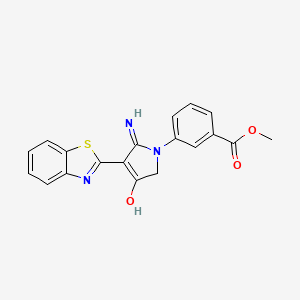 molecular formula C19H15N3O3S B11393916 methyl 3-[5-amino-4-(1,3-benzothiazol-2-yl)-3-oxo-2,3-dihydro-1H-pyrrol-1-yl]benzoate 