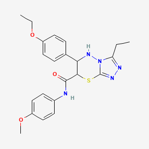 molecular formula C22H25N5O3S B11393921 6-(4-ethoxyphenyl)-3-ethyl-N-(4-methoxyphenyl)-6,7-dihydro-5H-[1,2,4]triazolo[3,4-b][1,3,4]thiadiazine-7-carboxamide 