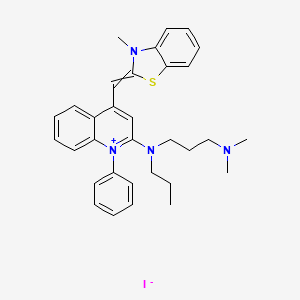 2-{[3-(Dimethylamino)propyl](propyl)amino}-4-[(3-methyl-1,3-benzothiazol-2(3H)-ylidene)methyl]-1-phenylquinolin-1-ium iodide