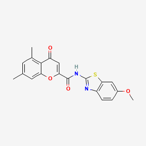 molecular formula C20H16N2O4S B11393950 N-(6-methoxy-1,3-benzothiazol-2-yl)-5,7-dimethyl-4-oxo-4H-chromene-2-carboxamide 