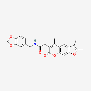 N-(1,3-benzodioxol-5-ylmethyl)-2-(2,3,5-trimethyl-7-oxo-7H-furo[3,2-g]chromen-6-yl)acetamide