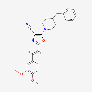 5-(4-benzylpiperidin-1-yl)-2-[(E)-2-(3,4-dimethoxyphenyl)ethenyl]-1,3-oxazole-4-carbonitrile