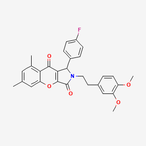 molecular formula C29H26FNO5 B11394086 2-[2-(3,4-Dimethoxyphenyl)ethyl]-1-(4-fluorophenyl)-6,8-dimethyl-1,2-dihydrochromeno[2,3-c]pyrrole-3,9-dione 