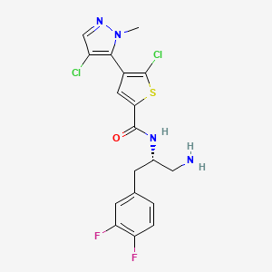 molecular formula C18H16Cl2F2N4OS B1139415 N-[(2S)-1-氨基-3-(3,4-二氟苯基)丙烷-2-基]-5-氯-4-(4-氯-2-甲基吡唑-3-基)噻吩-2-甲酰胺 CAS No. 1047634-63-8