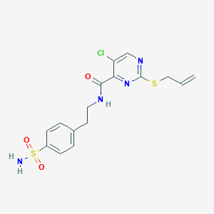 5-chloro-2-(prop-2-en-1-ylsulfanyl)-N-[2-(4-sulfamoylphenyl)ethyl]pyrimidine-4-carboxamide