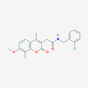 molecular formula C21H20ClNO4 B11394166 N-(2-chlorobenzyl)-2-(7-methoxy-4,8-dimethyl-2-oxo-2H-chromen-3-yl)acetamide 