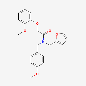 molecular formula C22H23NO5 B11394208 N-(furan-2-ylmethyl)-N-(4-methoxybenzyl)-2-(2-methoxyphenoxy)acetamide 