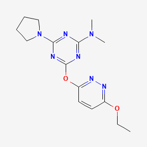 4-[(6-ethoxypyridazin-3-yl)oxy]-N,N-dimethyl-6-(pyrrolidin-1-yl)-1,3,5-triazin-2-amine