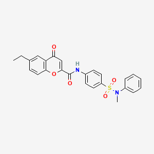 molecular formula C25H22N2O5S B11394263 6-ethyl-N-{4-[methyl(phenyl)sulfamoyl]phenyl}-4-oxo-4H-chromene-2-carboxamide 