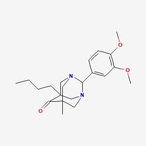 molecular formula C21H30N2O3 B11394266 5-Butyl-2-(3,4-dimethoxyphenyl)-7-methyl-1,3-diazatricyclo[3.3.1.1~3,7~]decan-6-one 