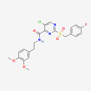 molecular formula C22H21ClFN3O5S B11394271 5-chloro-N-[2-(3,4-dimethoxyphenyl)ethyl]-2-[(4-fluorobenzyl)sulfonyl]pyrimidine-4-carboxamide 