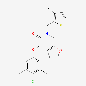 molecular formula C21H22ClNO3S B11394294 2-(4-chloro-3,5-dimethylphenoxy)-N-(furan-2-ylmethyl)-N-[(3-methylthiophen-2-yl)methyl]acetamide 