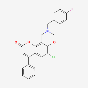 molecular formula C24H17ClFNO3 B11394333 6-chloro-9-(4-fluorobenzyl)-4-phenyl-9,10-dihydro-2H,8H-chromeno[8,7-e][1,3]oxazin-2-one 