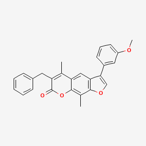 molecular formula C27H22O4 B11394361 6-benzyl-3-(3-methoxyphenyl)-5,9-dimethyl-7H-furo[3,2-g]chromen-7-one 