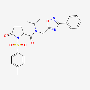 molecular formula C24H26N4O5S B11394389 1-[(4-methylphenyl)sulfonyl]-5-oxo-N-[(3-phenyl-1,2,4-oxadiazol-5-yl)methyl]-N-propan-2-ylprolinamide 