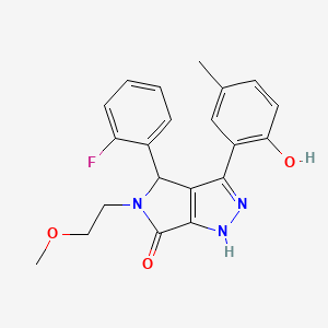 molecular formula C21H20FN3O3 B11394390 4-(2-fluorophenyl)-3-(2-hydroxy-5-methylphenyl)-5-(2-methoxyethyl)-4,5-dihydropyrrolo[3,4-c]pyrazol-6(1H)-one 