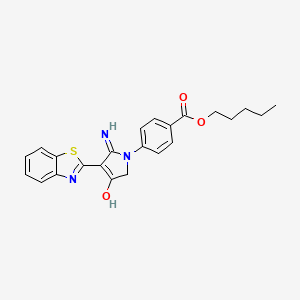 molecular formula C23H23N3O3S B11394419 pentyl 4-[5-amino-4-(1,3-benzothiazol-2-yl)-3-oxo-2,3-dihydro-1H-pyrrol-1-yl]benzoate 