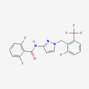 molecular formula C18H11F6N3O B1139443 2,6-二氟-N-[1-[[2-氟-6-(三氟甲基)苯基]甲基]吡唑-3-基]苯甲酰胺 CAS No. 1253186-49-0