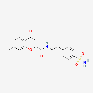 molecular formula C20H20N2O5S B11394432 5,7-dimethyl-4-oxo-N-[2-(4-sulfamoylphenyl)ethyl]-4H-chromene-2-carboxamide 