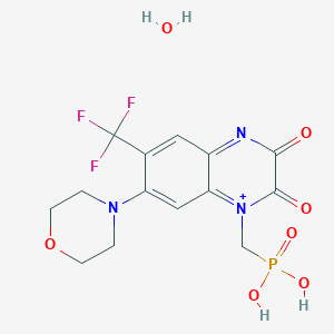 molecular formula C14H17F3N3O7P B1139444 [7-吗啉-4-基-2,3-二氧代-6-(三氟甲基)喹喔啉-1-鎓-1-基]甲基膦酸；水合物 CAS No. 1255517-78-2