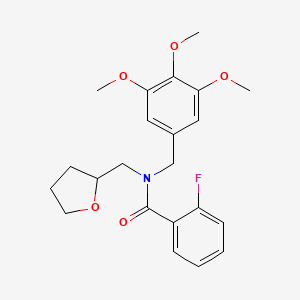 molecular formula C22H26FNO5 B11394445 2-fluoro-N-(tetrahydrofuran-2-ylmethyl)-N-(3,4,5-trimethoxybenzyl)benzamide 