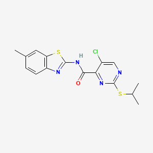 5-chloro-N-(6-methyl-1,3-benzothiazol-2-yl)-2-(propan-2-ylsulfanyl)pyrimidine-4-carboxamide