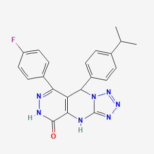 10-(4-fluorophenyl)-8-(4-propan-2-ylphenyl)-2,4,5,6,7,11,12-heptazatricyclo[7.4.0.03,7]trideca-1(9),3,5,10-tetraen-13-one