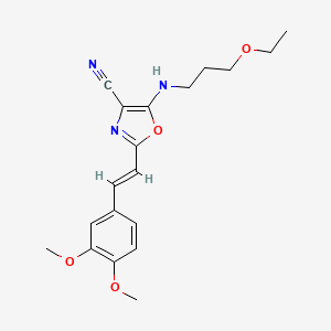 2-[(E)-2-(3,4-dimethoxyphenyl)ethenyl]-5-[(3-ethoxypropyl)amino]-1,3-oxazole-4-carbonitrile