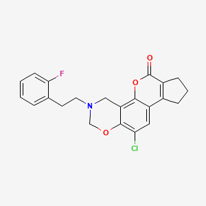 molecular formula C22H19ClFNO3 B11394609 11-Chloro-3-(2-fluorophenethyl)-3,4,8,9-tetrahydro-2H-cyclopenta[3,4]chromeno[8,7-E][1,3]oxazin-6(7H)-one 