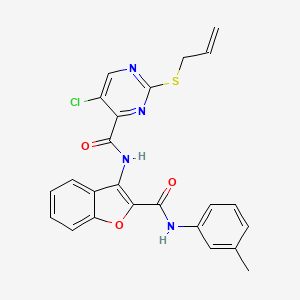 5-chloro-N-{2-[(3-methylphenyl)carbamoyl]-1-benzofuran-3-yl}-2-(prop-2-en-1-ylsulfanyl)pyrimidine-4-carboxamide