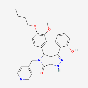 molecular formula C28H28N4O4 B11394640 4-(4-butoxy-3-methoxyphenyl)-3-(2-hydroxyphenyl)-5-(pyridin-4-ylmethyl)-4,5-dihydropyrrolo[3,4-c]pyrazol-6(1H)-one 