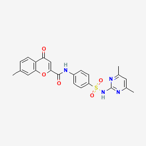 molecular formula C23H20N4O5S B11394641 N-{4-[(4,6-dimethylpyrimidin-2-yl)sulfamoyl]phenyl}-7-methyl-4-oxo-4H-chromene-2-carboxamide 