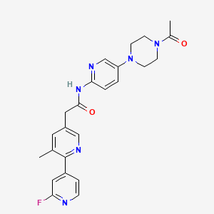 molecular formula C24H25FN6O2 B1139467 N-[5-(4-acetylpiperazin-1-yl)pyridin-2-yl]-2-[6-(2-fluoropyridin-4-yl)-5-methylpyridin-3-yl]acetamide CAS No. 1243245-18-2