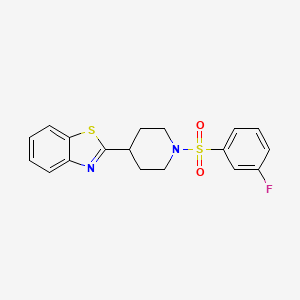 molecular formula C18H17FN2O2S2 B11394680 Piperidine, 4-(2-benzothiazolyl)-1-[(3-fluorophenyl)sulfonyl]- 