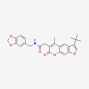 N-(1,3-benzodioxol-5-ylmethyl)-2-(3-tert-butyl-5-methyl-7-oxo-7H-furo[3,2-g]chromen-6-yl)acetamide