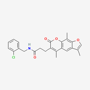 molecular formula C24H22ClNO4 B11394685 N-(2-chlorobenzyl)-3-(3,5,9-trimethyl-7-oxo-7H-furo[3,2-g]chromen-6-yl)propanamide 