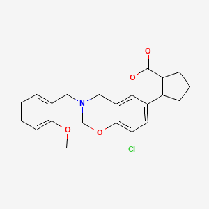 molecular formula C22H20ClNO4 B11394727 11-chloro-3-(2-methoxybenzyl)-3,4,8,9-tetrahydro-2H-cyclopenta[3,4]chromeno[8,7-e][1,3]oxazin-6(7H)-one 