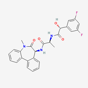 molecular formula C26H23F2N3O4 B1139473 (2S)-2-[[(2R)-2-(3,5-difluorophenyl)-2-hydroxyacetyl]amino]-N-[(7S)-5-methyl-6-oxo-7H-benzo[d][1]benzazepin-7-yl]propanamide CAS No. 209984-58-7