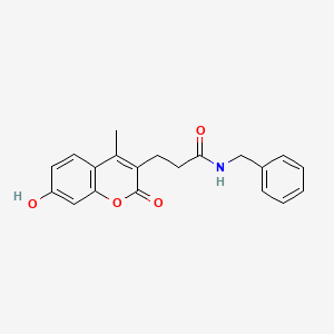 molecular formula C20H19NO4 B11394774 N-benzyl-3-(7-hydroxy-4-methyl-2-oxo-2H-chromen-3-yl)propanamide 