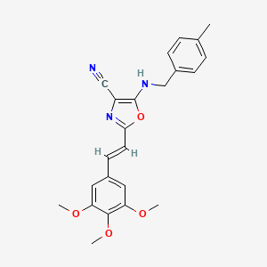 molecular formula C23H23N3O4 B11394896 5-[(4-methylbenzyl)amino]-2-[(E)-2-(3,4,5-trimethoxyphenyl)ethenyl]-1,3-oxazole-4-carbonitrile 