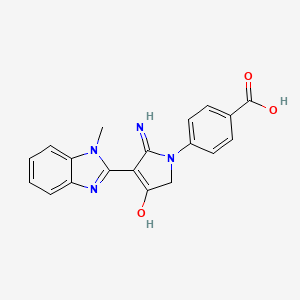 molecular formula C19H16N4O3 B11394918 4-[5-Amino-4-(1-methyl-1H-1,3-benzodiazol-2-YL)-3-oxo-2,3-dihydro-1H-pyrrol-1-YL]benzoic acid 