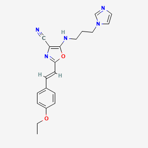 2-[(E)-2-(4-ethoxyphenyl)ethenyl]-5-{[3-(1H-imidazol-1-yl)propyl]amino}-1,3-oxazole-4-carbonitrile