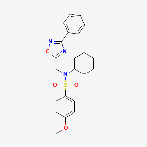 N-cyclohexyl-4-methoxy-N-[(3-phenyl-1,2,4-oxadiazol-5-yl)methyl]benzenesulfonamide