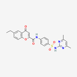 molecular formula C24H22N4O5S B11395010 N-{4-[(4,6-dimethylpyrimidin-2-yl)sulfamoyl]phenyl}-6-ethyl-4-oxo-4H-chromene-2-carboxamide 