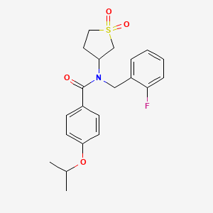 molecular formula C21H24FNO4S B11395022 N-(1,1-dioxidotetrahydrothiophen-3-yl)-N-(2-fluorobenzyl)-4-(propan-2-yloxy)benzamide 