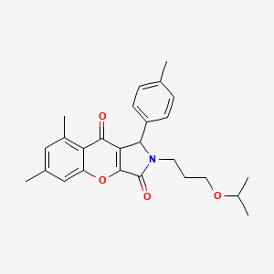 molecular formula C26H29NO4 B11395065 6,8-Dimethyl-1-(4-methylphenyl)-2-[3-(propan-2-yloxy)propyl]-1,2-dihydrochromeno[2,3-c]pyrrole-3,9-dione 