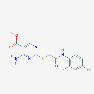 molecular formula C16H17BrN4O3S B11395082 Ethyl 4-amino-2-({2-[(4-bromo-2-methylphenyl)amino]-2-oxoethyl}sulfanyl)pyrimidine-5-carboxylate 